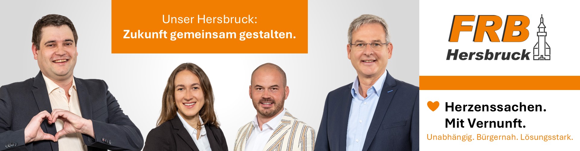 Marco Schnellinger, Alicia Vasilovici, Maurizio Schneider und Robert Ilg haben eine gemeinsame Herzenssache für unser Hersbruck: ❤ Zukunft gemeinsam gestalten.